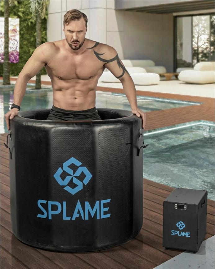 a man with a ice bath unit